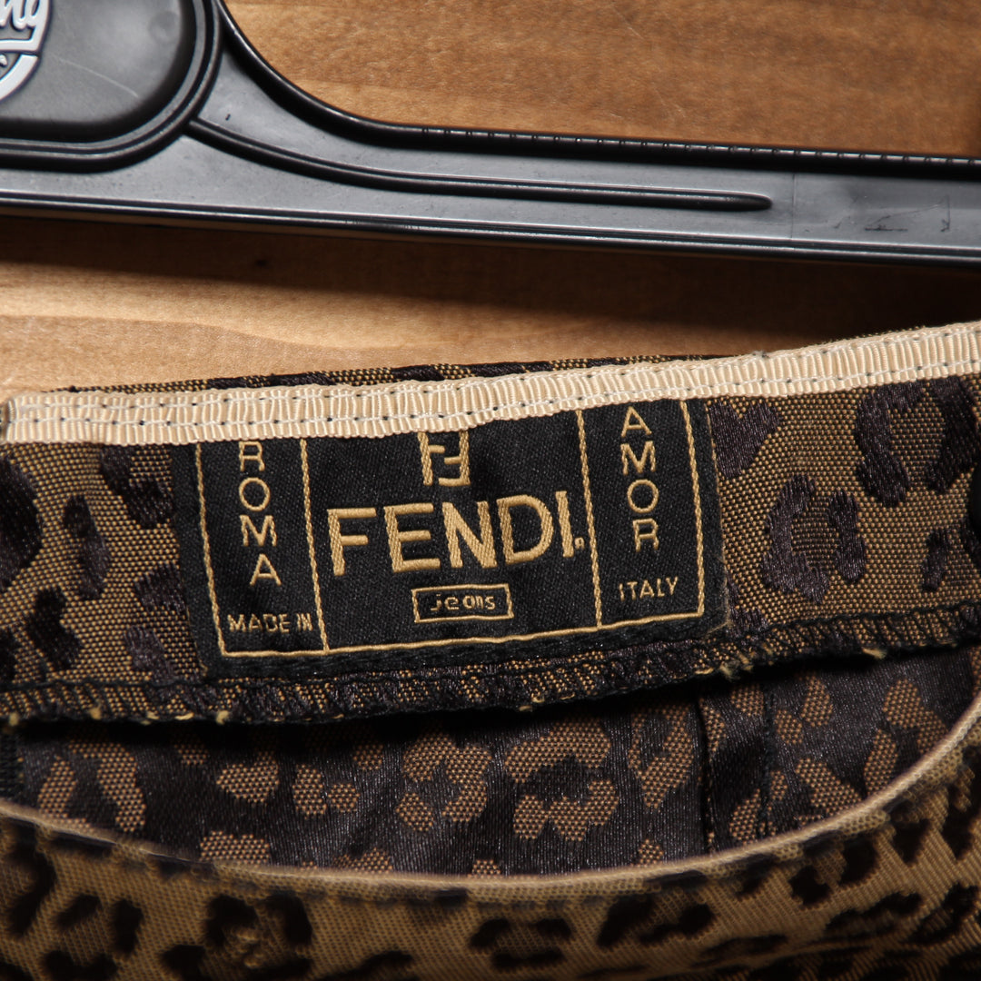 Fendi Gonna a Tubino Marrone e Maculato Taglia 46 Donna