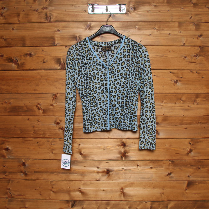 Fendi Cardigan Azzurro Maculato Taglia 42 Donna