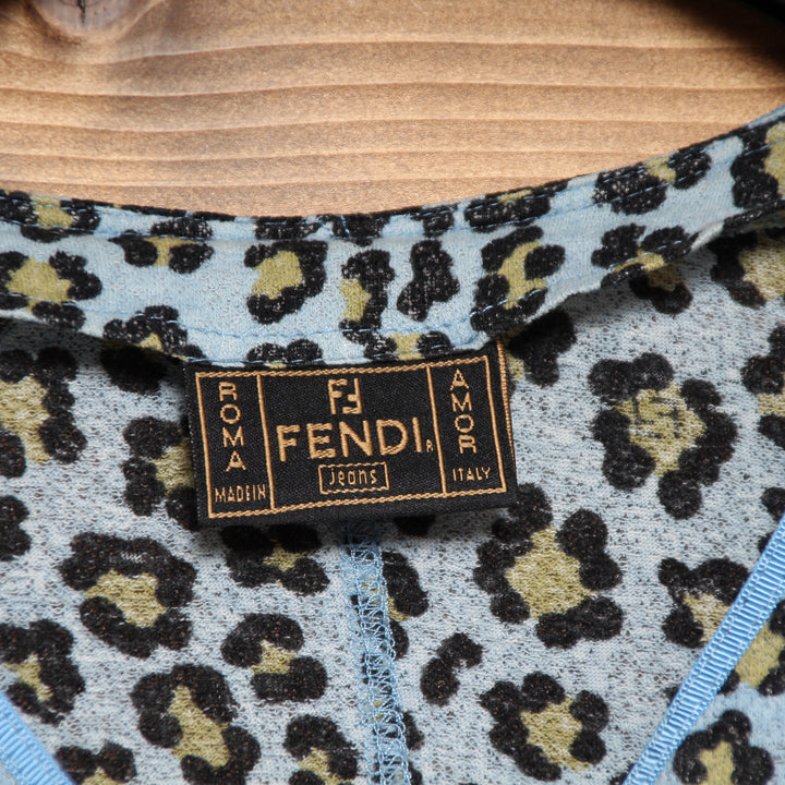 Fendi Cardigan Azzurro Maculato Taglia 42 Donna