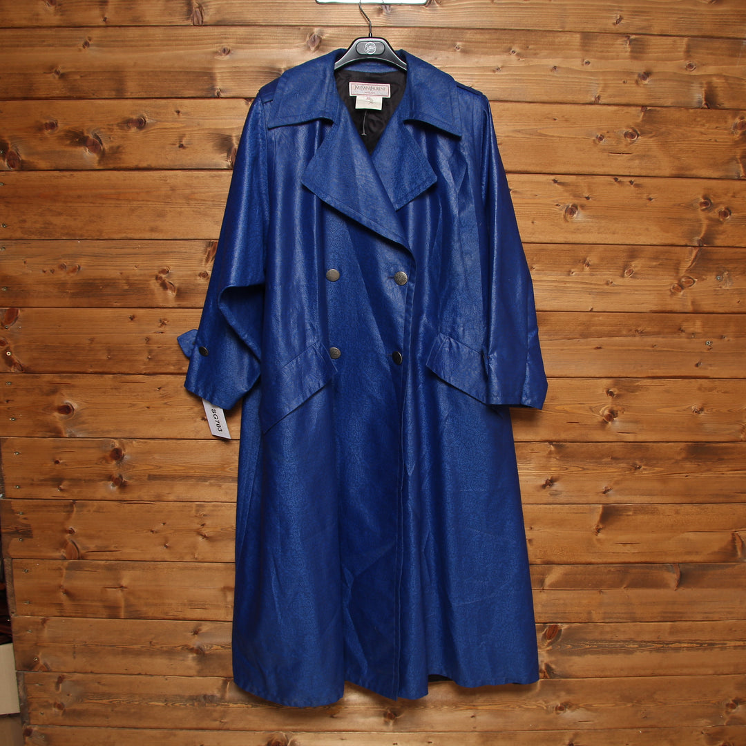 Yves Saint Laurent Variation Trench Doppio Petto Blu Taglia 44 Donna