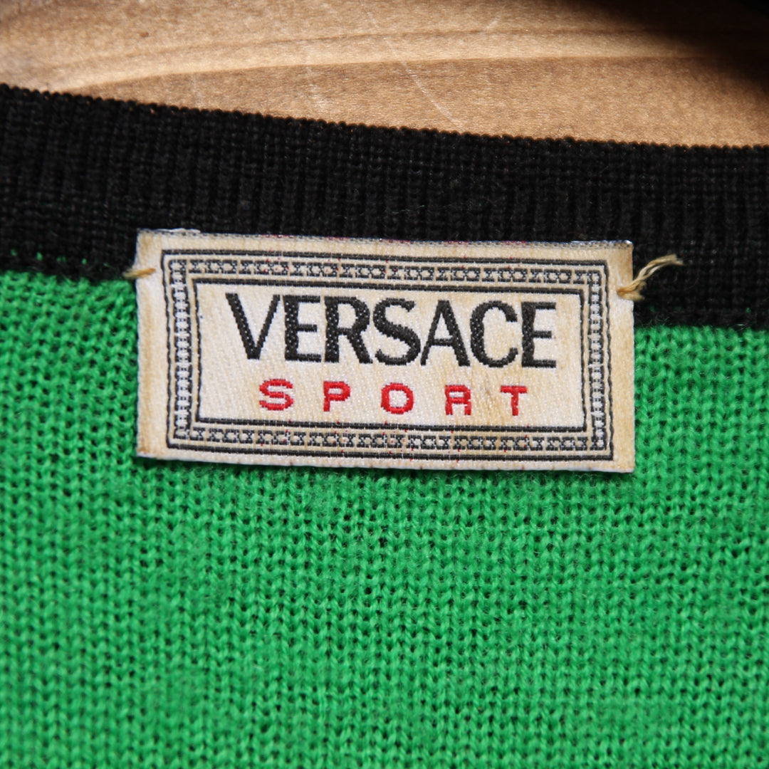 Versace Sport Maglione Over Size Vintage Verde e Nero Taglia 42 Donna
