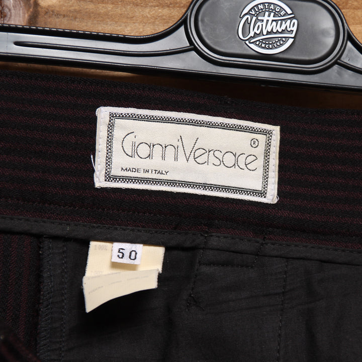 Gianni Versace Pantalone Vintage Nero e Bordeaux Taglia 50 Uomo