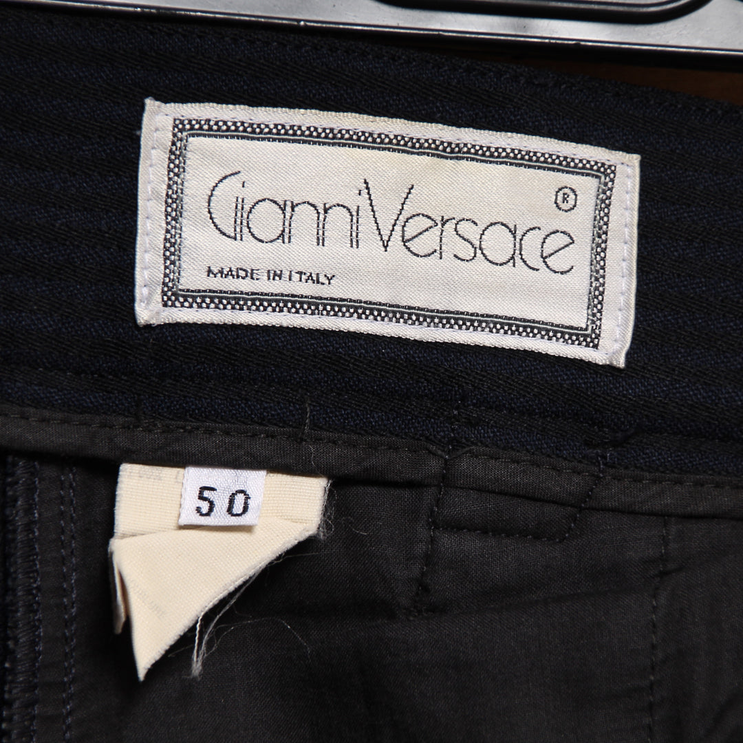 Gianni Versace Pantalone Vintage Blu e Nero Taglia 50 Uomo
