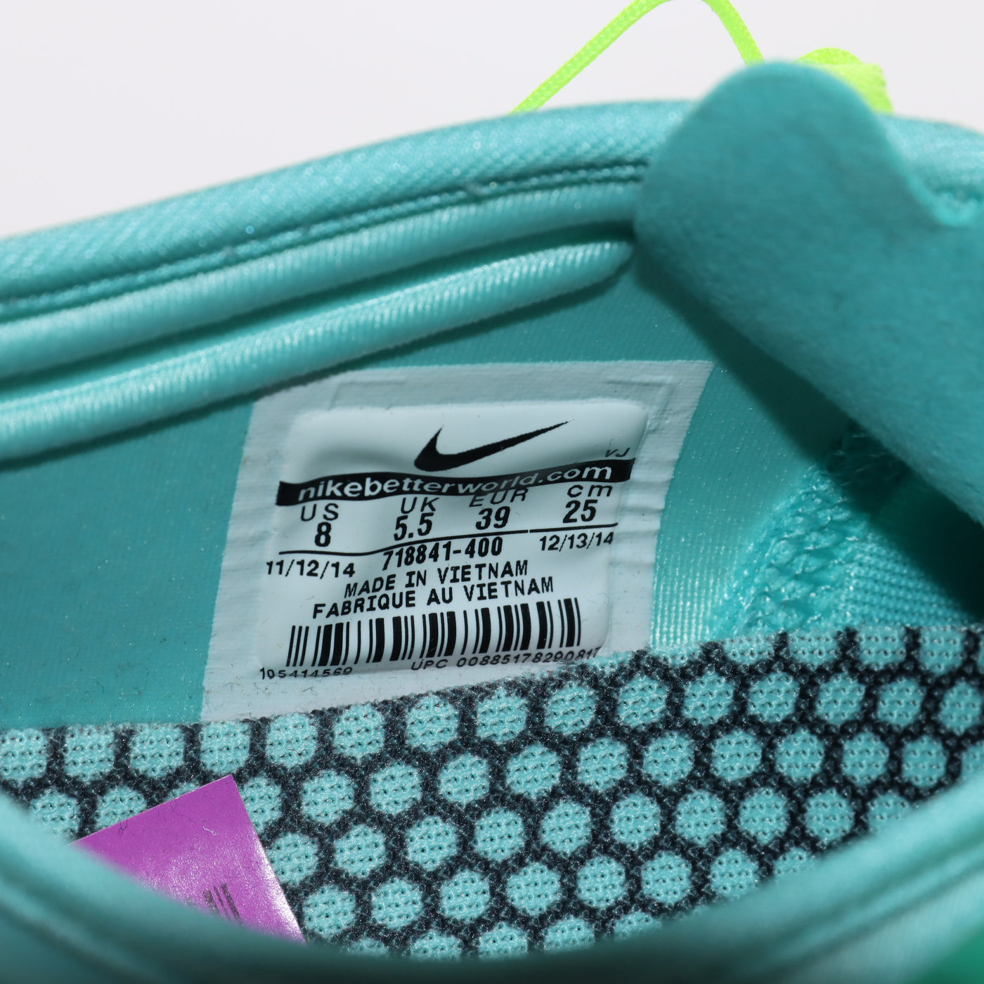 Nike Free Cross bionic Running Basse Verde Acqua Eur 39 Unisex