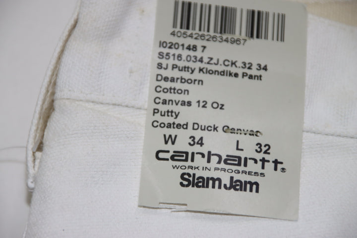 Carhartt Slam Jam Work Jeans Bianco Taglia W34 L32 Uomo Deadstock w/Tags