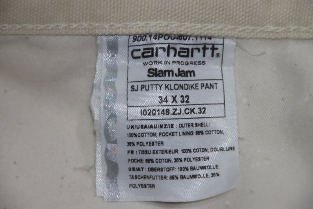 Carhartt Slam Jam Work Jeans Bianco Taglia W34 L32 Uomo Deadstock w/Tags