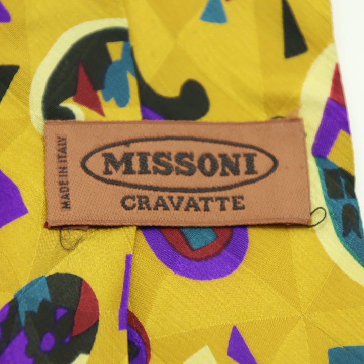 Missoni Cravatta Vintage Senape con Fantasia in Seta Uomo