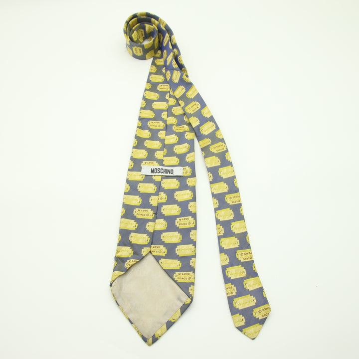 Moschino Cravatta Vintage Grigia in Seta Uomo