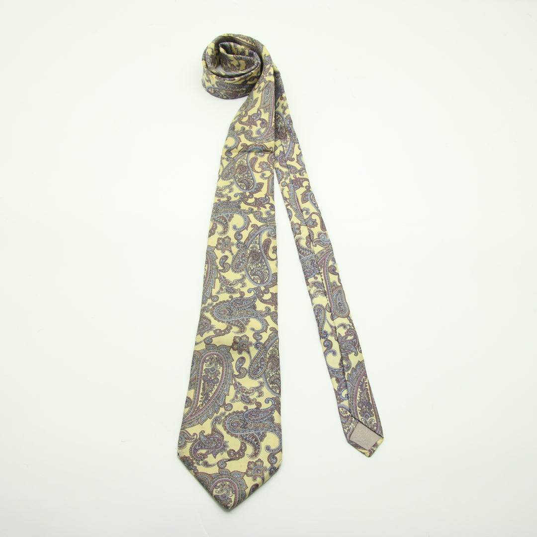 Christian Dior Cravatta Vintage Gialla in Seta Uomo Made in USA