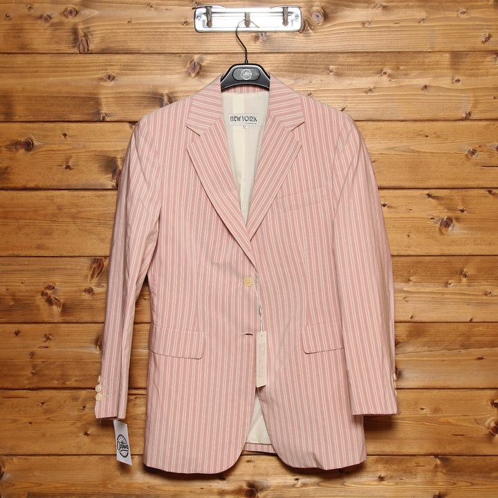 New York Giacca Blazer Rosa a Righe Taglia 40 Donna Deadstock w/Tags