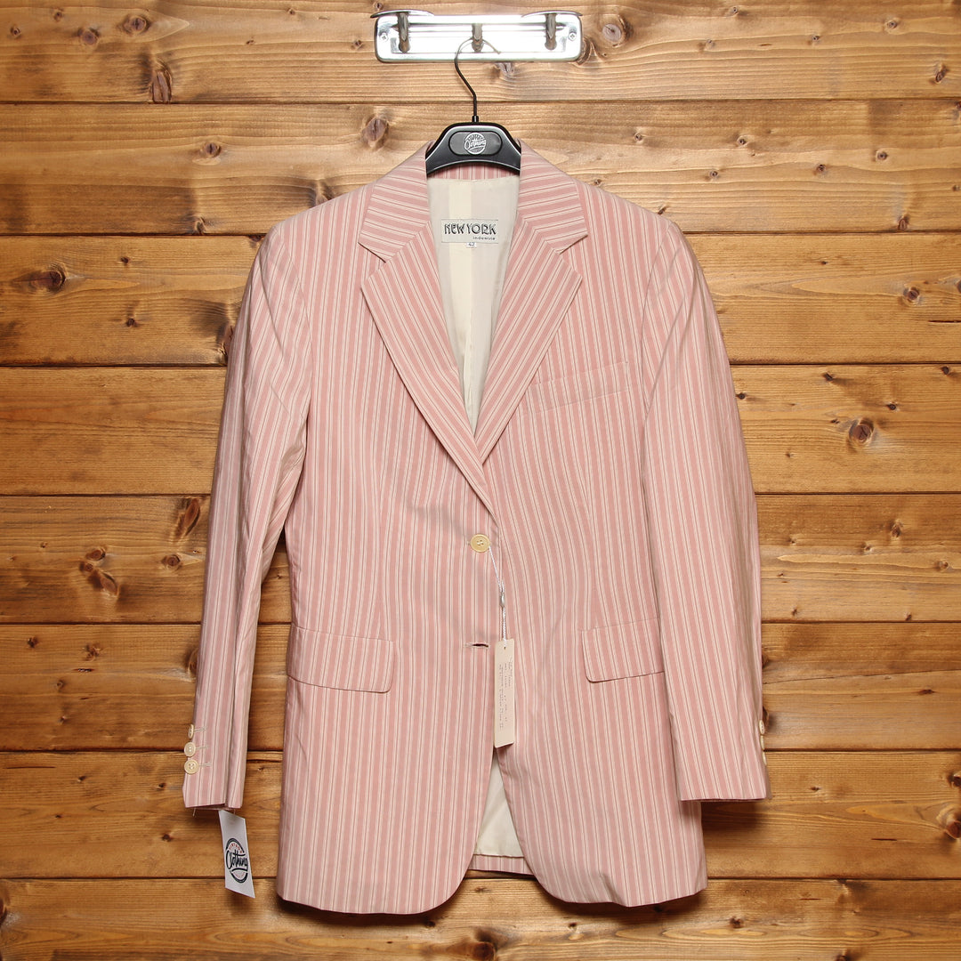 New York 1G566 Giacca Blazer Rosa a Righe Taglia 42 Donna Deadstock w/Tags