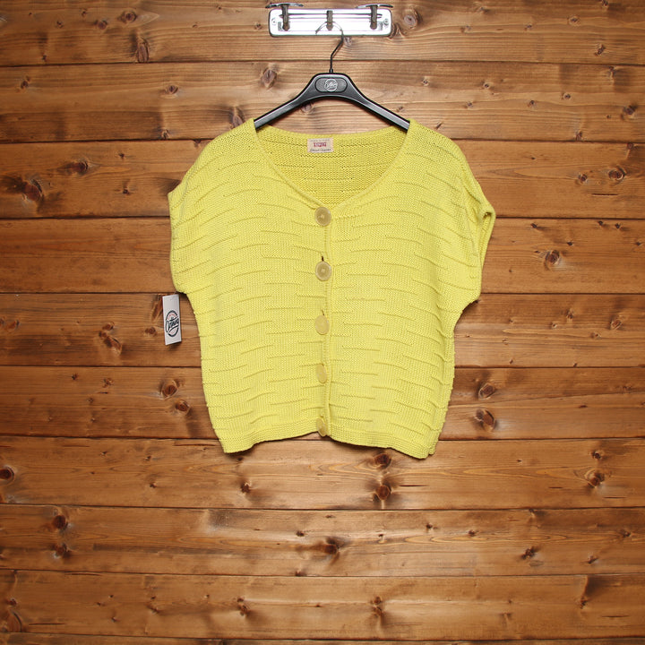 Sisley Cardigan Vintage Giallo Taglia XS Donna