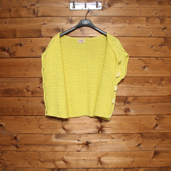 Sisley Cardigan Vintage Giallo Taglia XS Donna