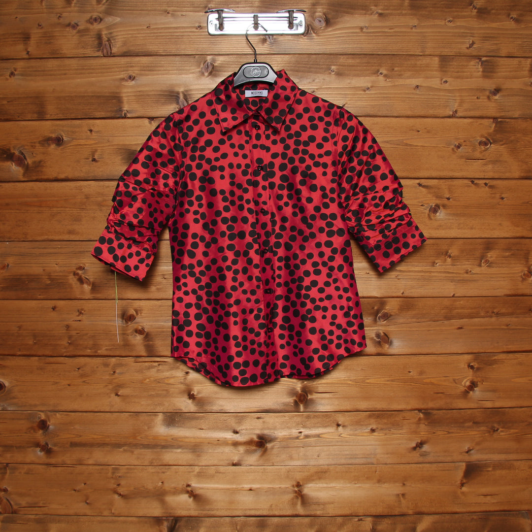 Moschino Cheap and Chic Camicia Rossa a Pois Neri Taglia 42 Donna