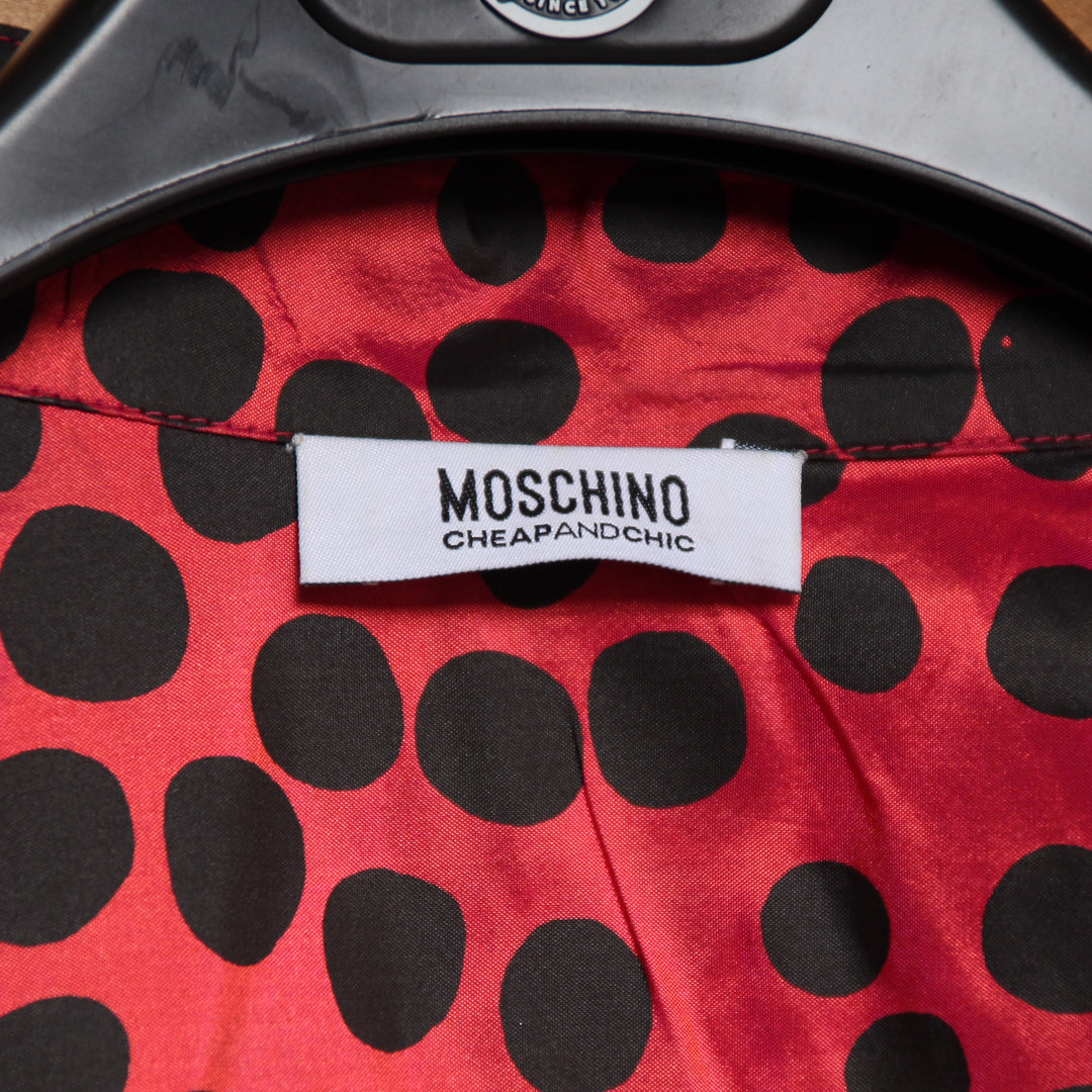 Moschino Cheap and Chic Camicia Rossa a Pois Neri Taglia 42 Donna