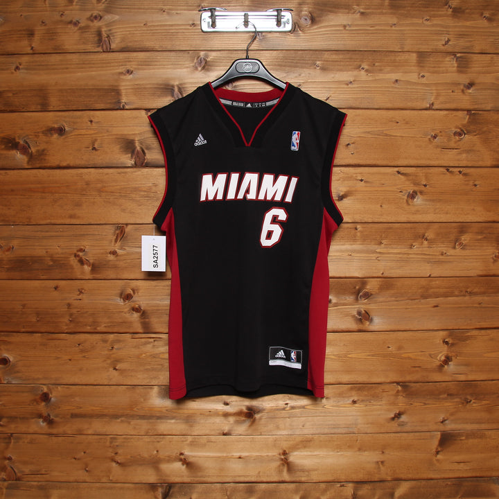Maglia da Basket NBA Adidas Miami Heat James 6 Nera Taglia S Unisex