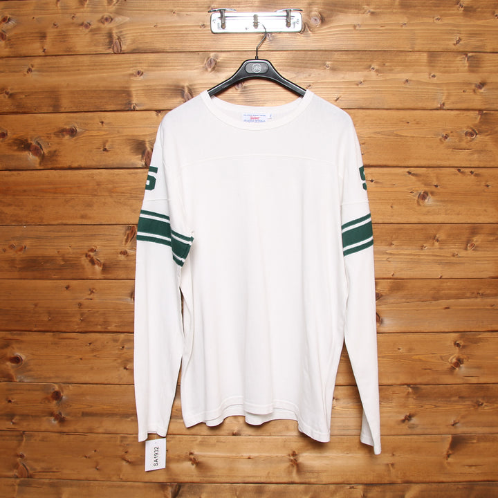 Uniform Vintage Felpa College Vintage Bianco e Verde Taglia XXL Unisex