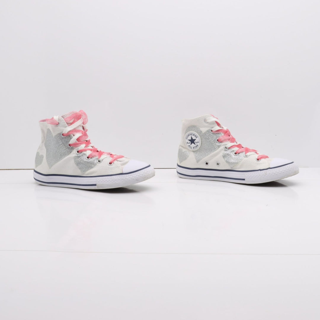 Converse All Star Alte Bianche con Cuori Eur 36 Junior