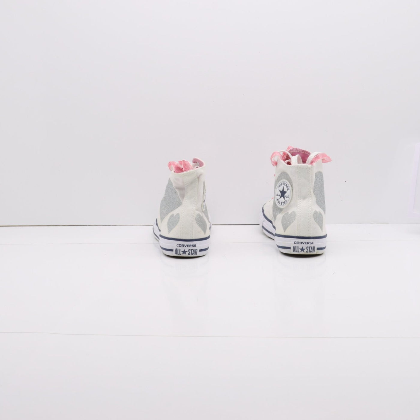 Converse All Star Alte Bianche con Cuori Eur 36 Junior