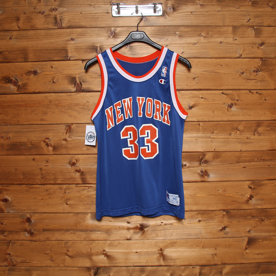 Maglia da Basket Champion NBA New York Knicks Ewing 33 Blu Taglia 40 Unisex