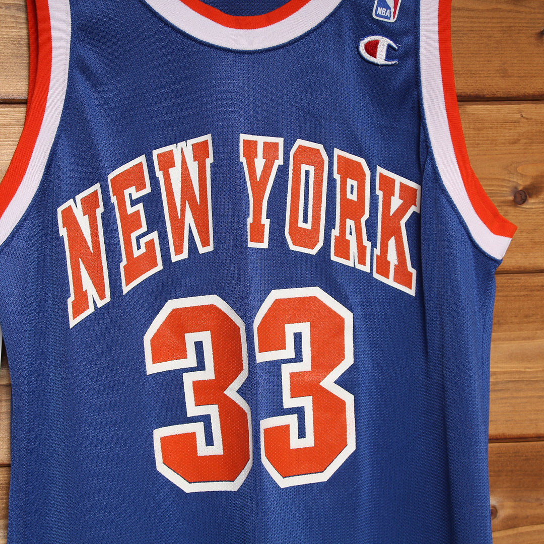 Maglia da Basket Champion NBA New York Knicks Ewing 33 Blu Taglia 40 Unisex