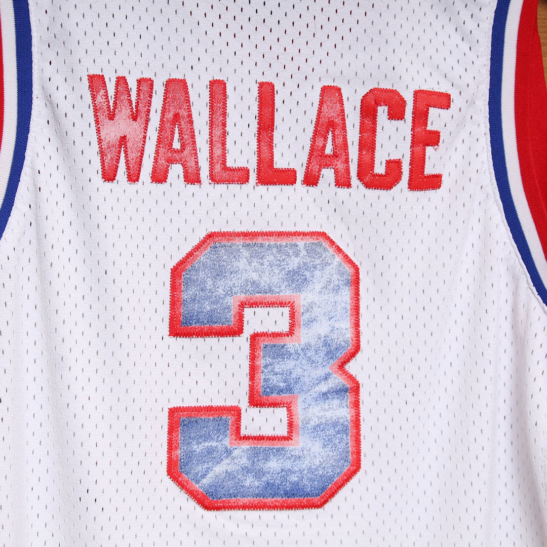 Maglia da Basket Reebok NBA Detroit Pistons Wallace 3 Bianca Taglia L 14/16y Bambino