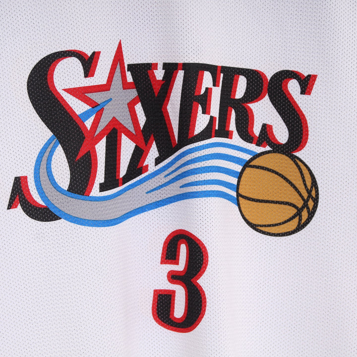 Maglia da Basket Vintage Champion NBA Philadelphia 76ers Iverson 3 Bianca Taglia S Unisex