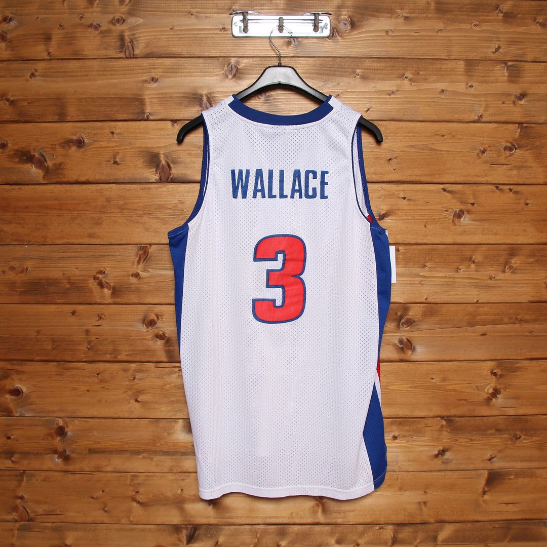 Maglia da Basket Reebok NBA Detroit Pistons Wallace 3 Bianca Taglia XL Unisex