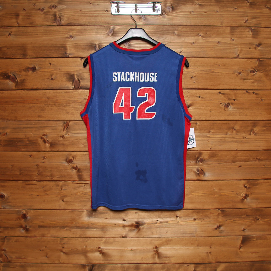 Maglia da Basket Champion NBA Detroit Pistons Stackhouse 42 Blu Taglia XL 18/20y Bambino