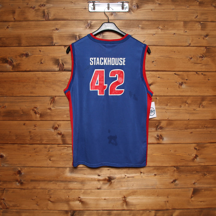 Maglia da Basket Champion NBA Detroit Pistons Stackhouse 42 Blu Taglia XL 18/20y Bambino