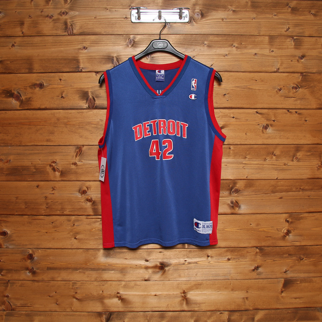 Maglia da Basket Champion NBA Detroit Pistons Stackhouse 42 Blu Taglia XL 18/20y Bambino