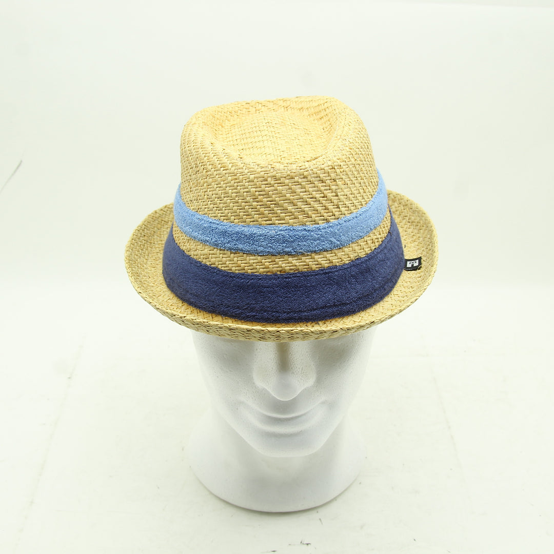 Block Headwear Cappello di Paglia Sabbia e Blu Unisex Deadstock w/Tags