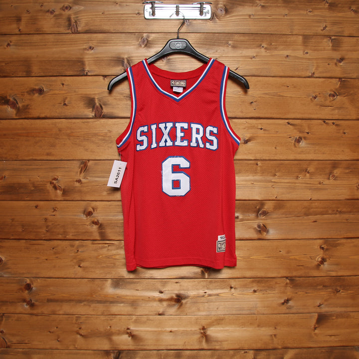 Maglia da Basket Vintage Hardwood Classic NBA Philadelphia 76ers Erving 6 Rossa Taglia M Unisex