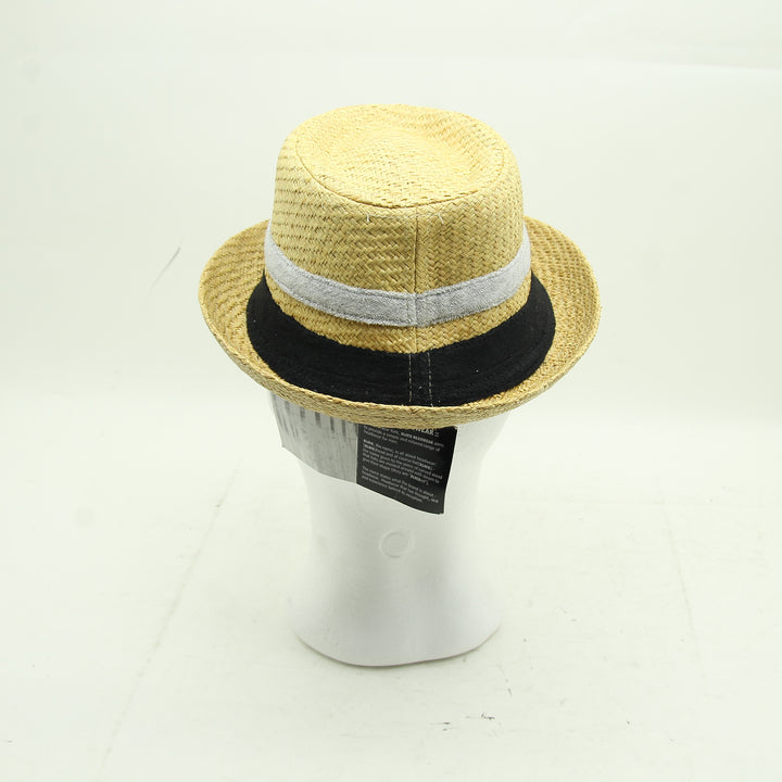 Block Headwear Cappello di Paglia Sabbia e Nero Unisex Deadstock w/Tags