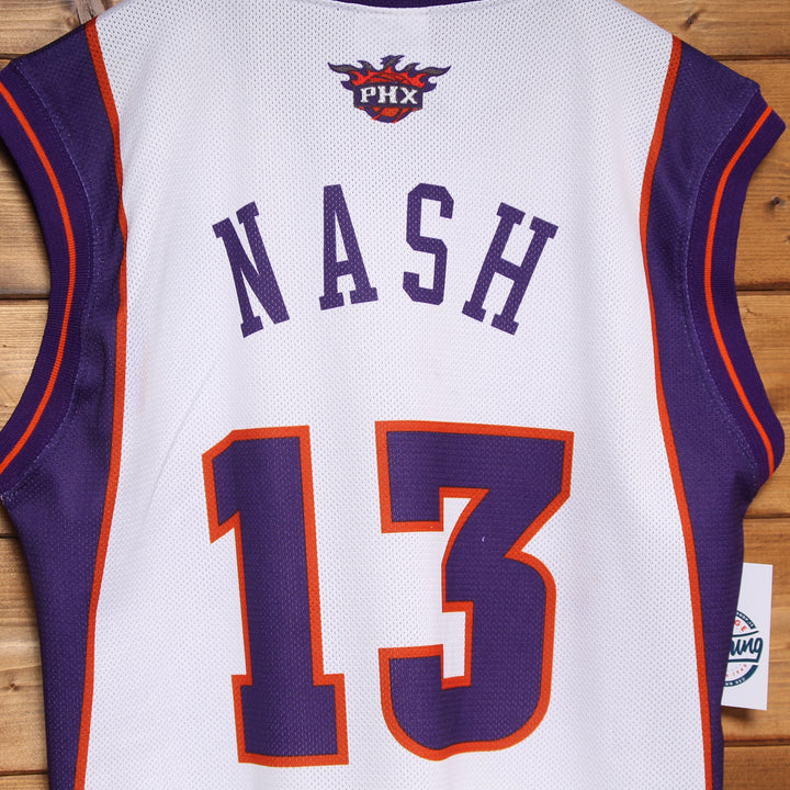 Maglia da Basket Vintage Champion NBA Phoenix Suns Nash 13 Bianca e Viola Taglia M Unisex