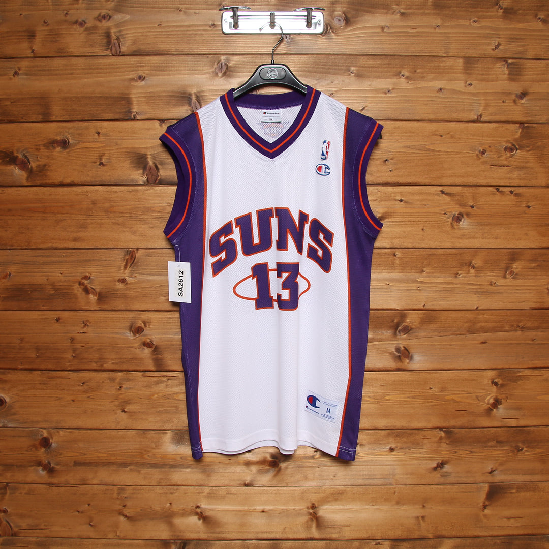 Maglia da Basket Vintage Champion NBA Phoenix Suns Nash 13 Bianca e Viola Taglia M Unisex