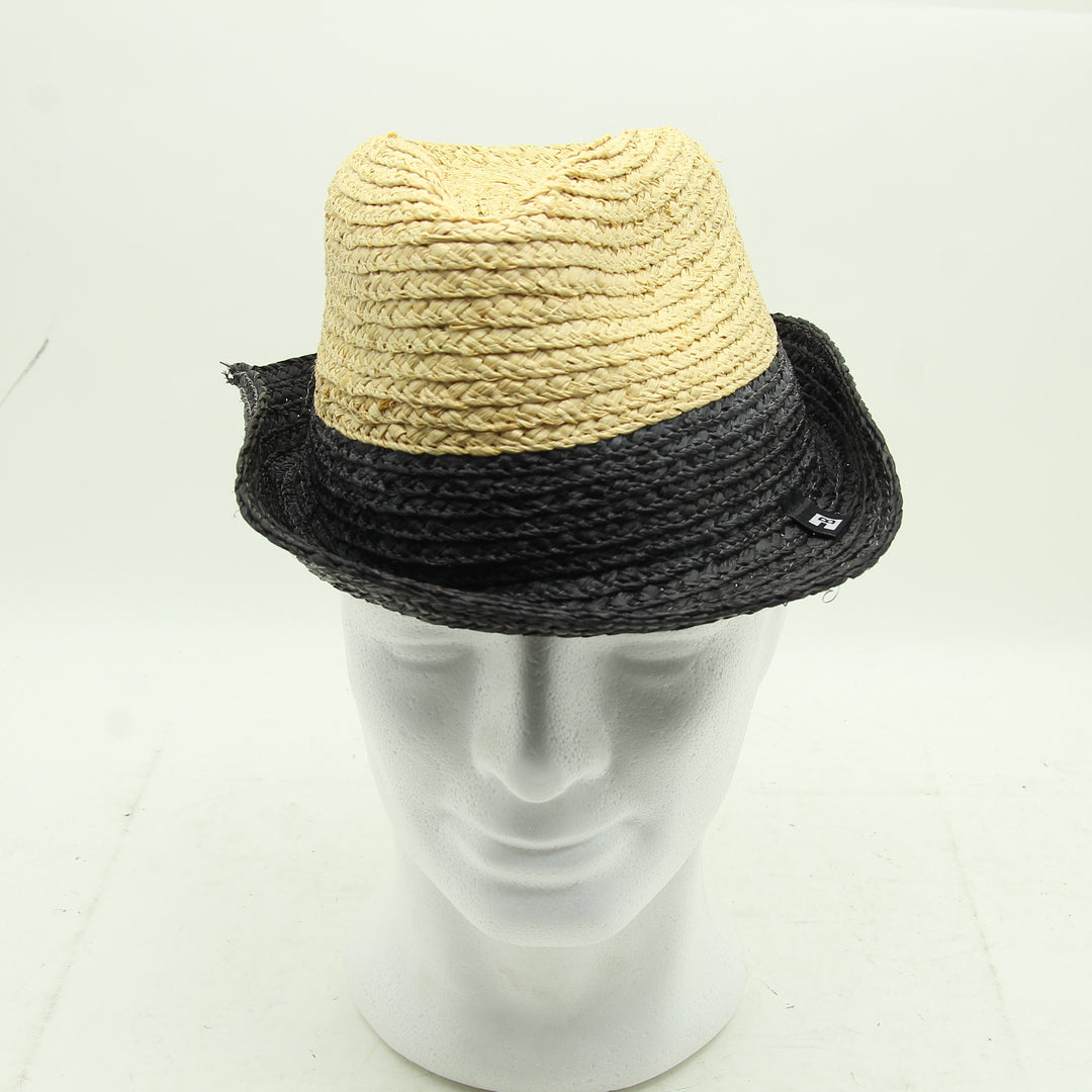 Block Headwear Cappello di Paglia Beige e Nero Unisex Deadstock w/Tags