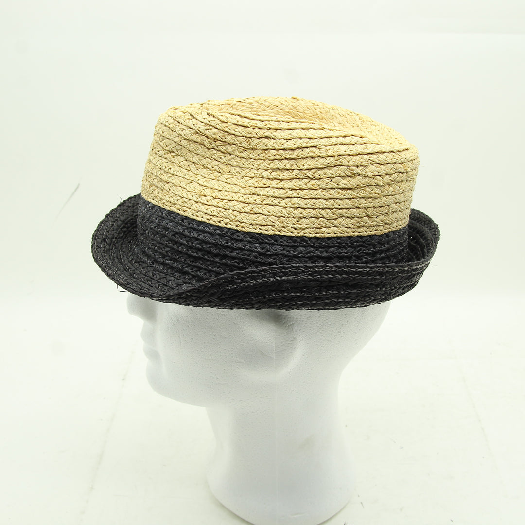 Block Headwear Cappello di Paglia Beige e Nero Unisex Deadstock w/Tags