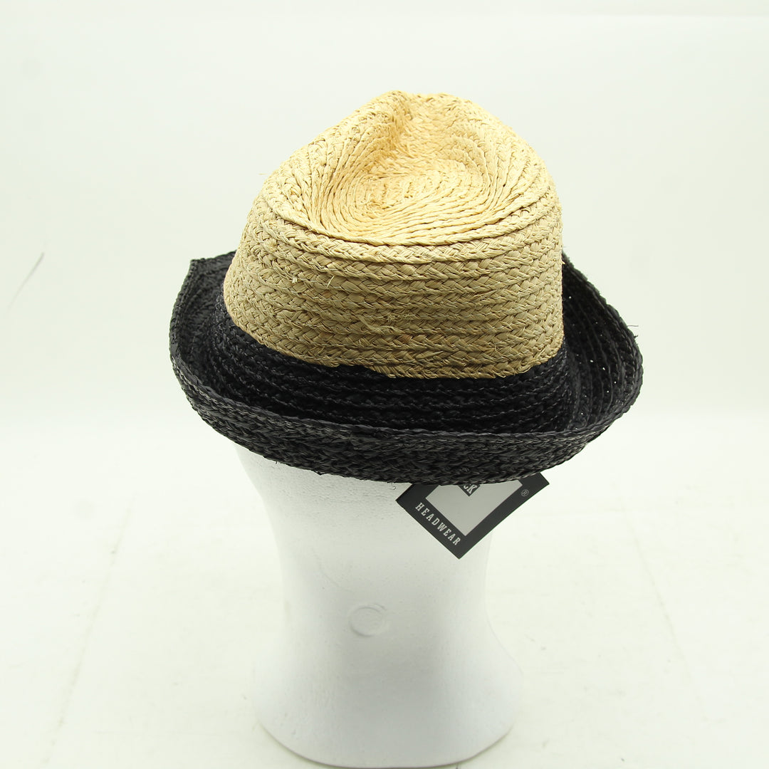 Block Headwear Cappello di Paglia Beige e Nero Unisex Deadstock w/Tags