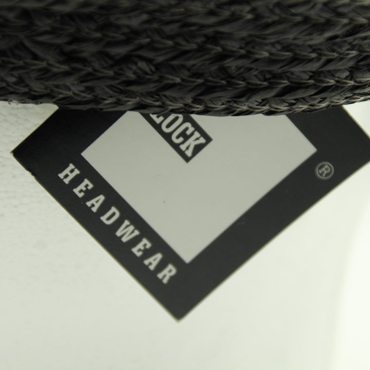 Block headwear cappello di paglia beige e nero taglia L unisex deadstock w/tags