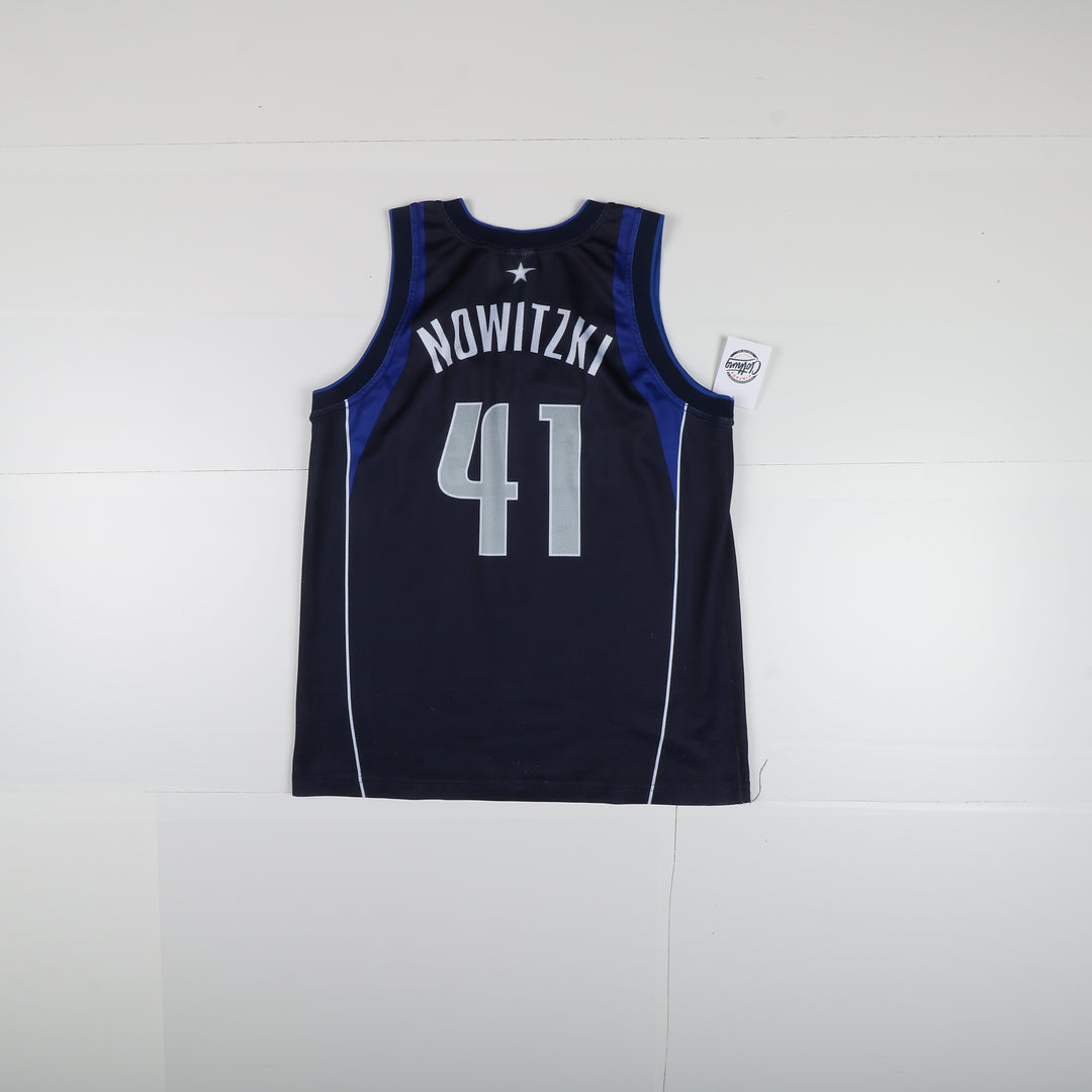 Maglia da Basket NBA Champion Dallas Maverick Nowitzki 47 Blu Taglia L