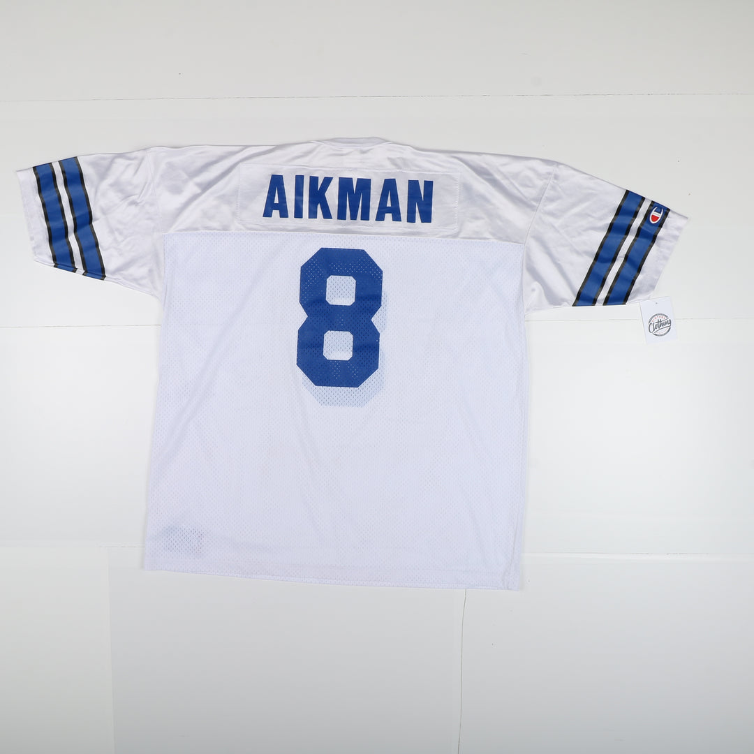 Maglia da Football NFL Champion Dallas Cowboys Aikman 8 Taglia 52 Bianco Autografata Uomo