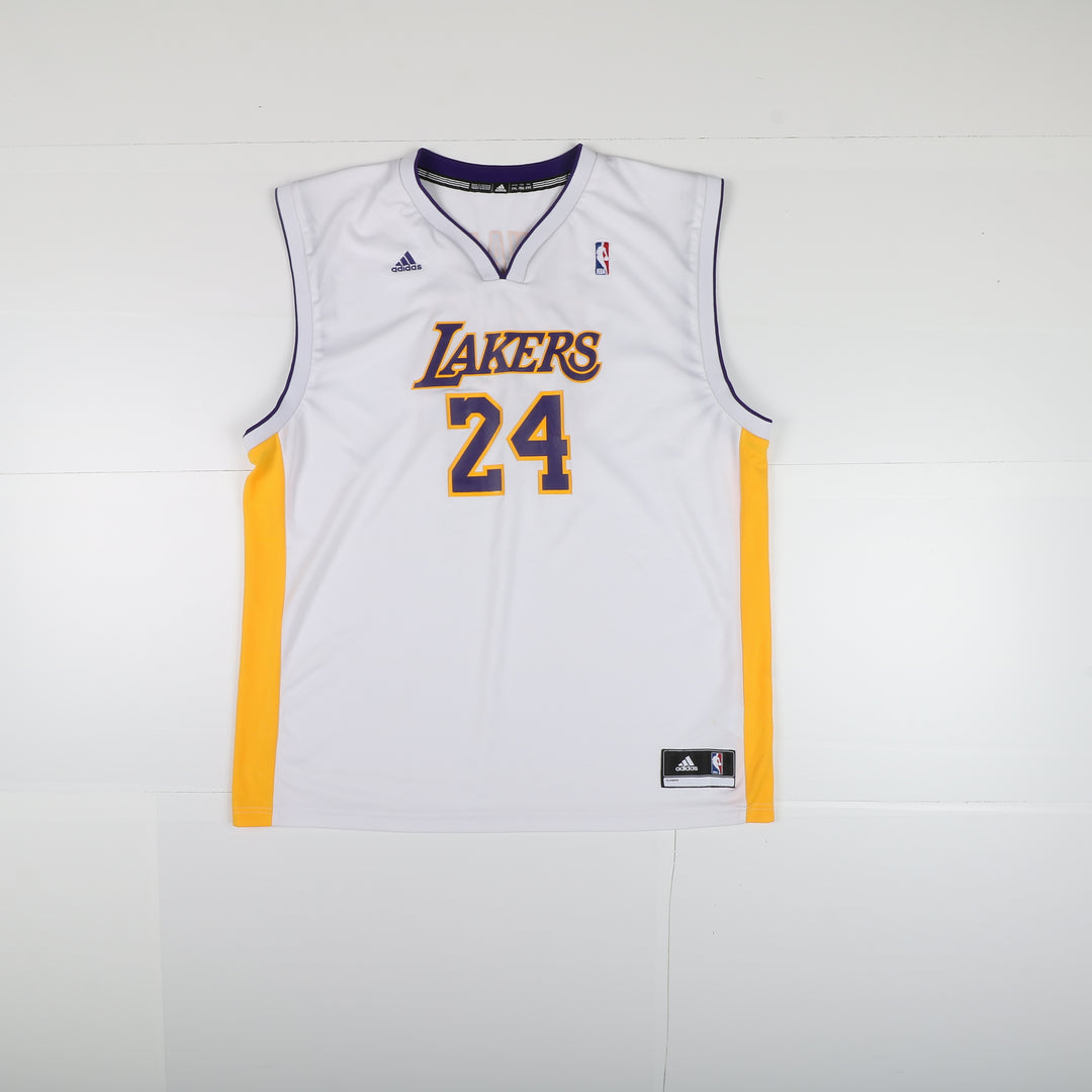 Maglia da Basket NBA Adidas Los Angeles Lakers Bryant 24 Bianco, Viola e Giallo Taglia 2XL Uomo