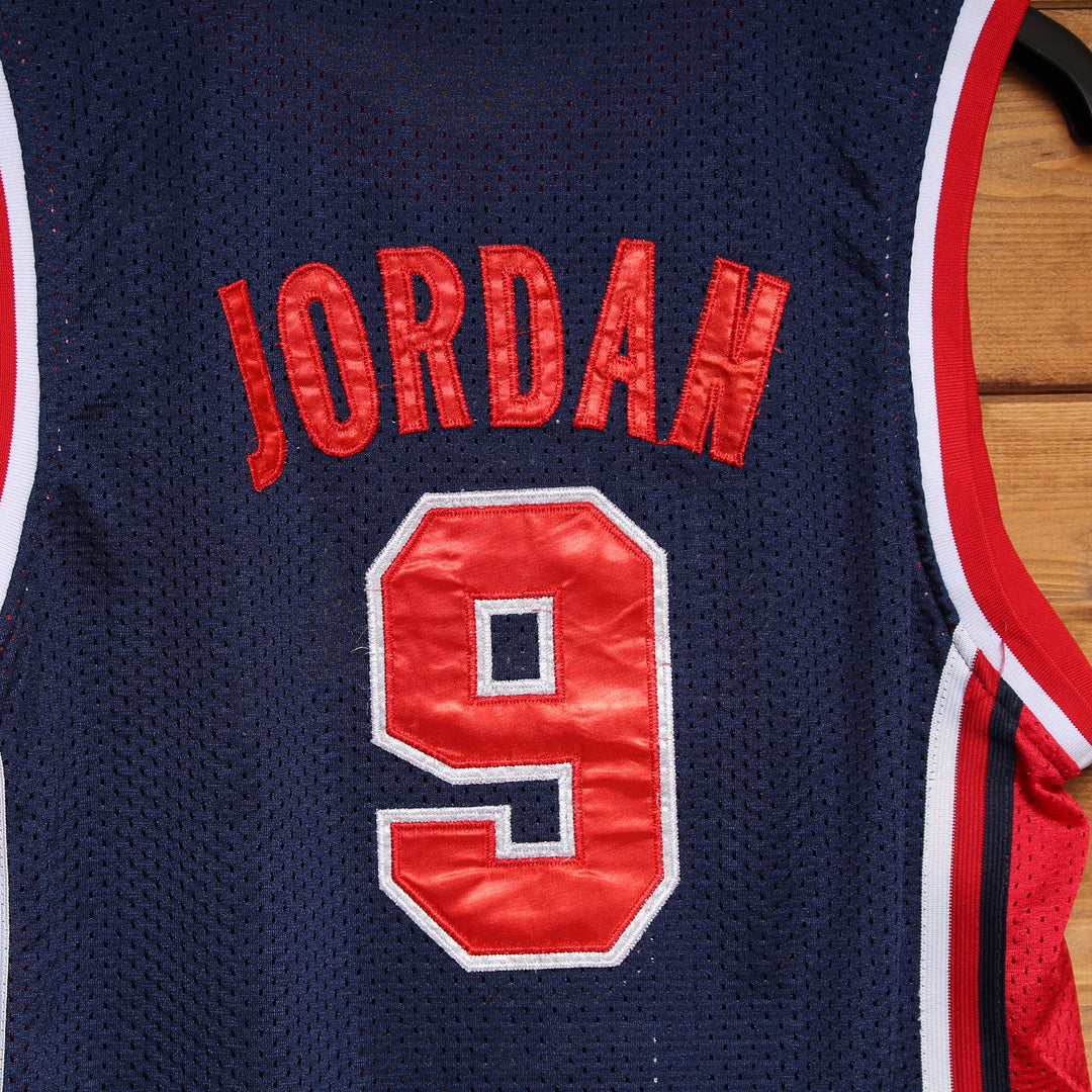 Maglia da Basket Vintage Champion NBA Nazionale USA Jordan Blu e