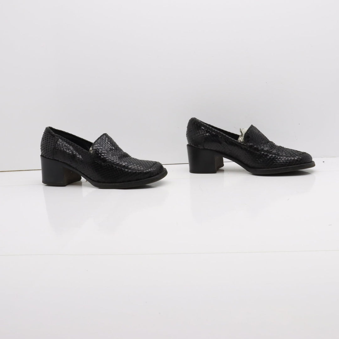 Ricci Mocassino Vintage Anni 70' Basse Nero Pitonata Eur 36 Donna