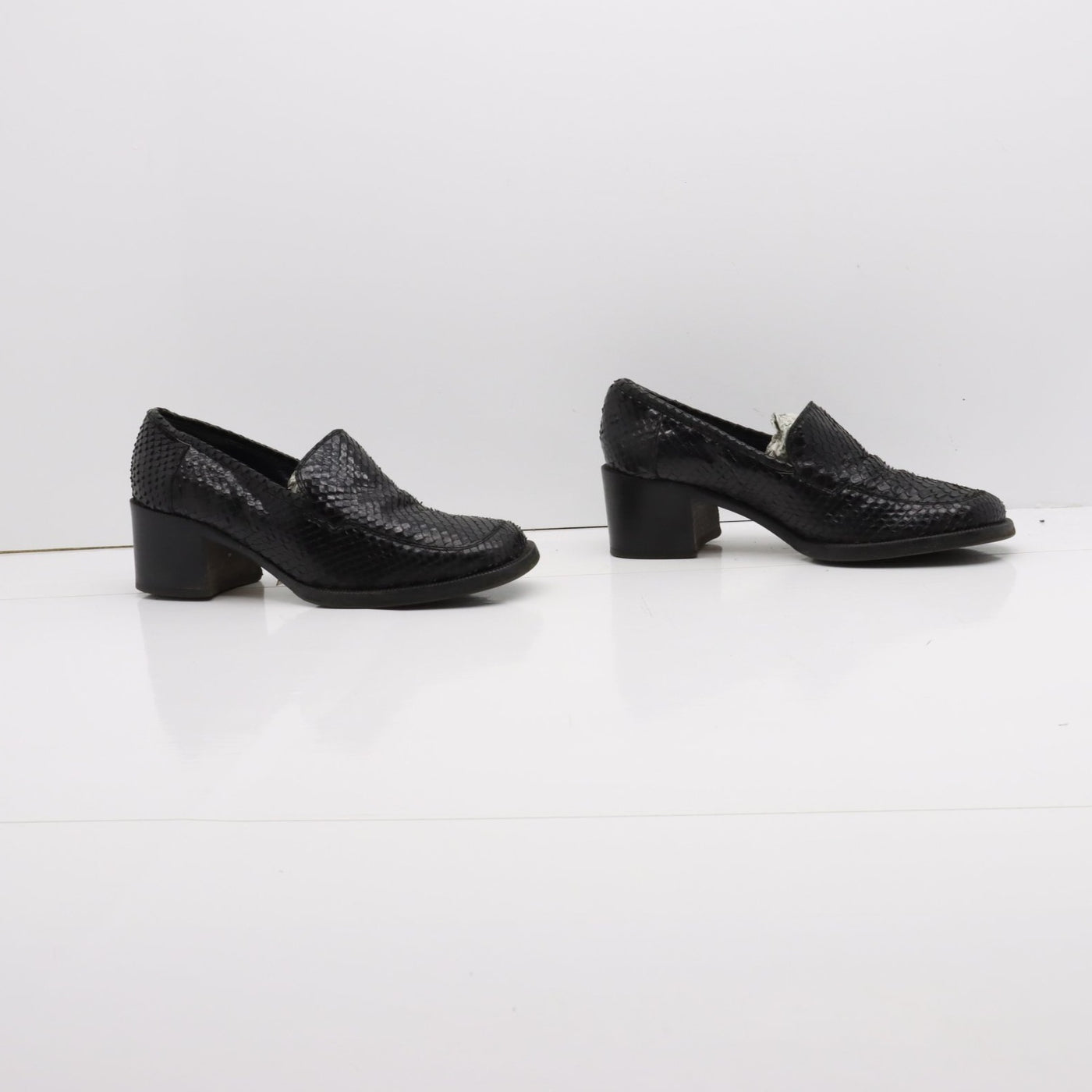 Ricci Mocassino Vintage Anni 70' Basse Nero Pitonata Eur 36 Donna