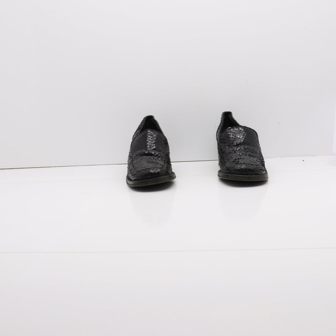 Ricci Mocassino Vintage Anni 70' Basse Nero Pitonata Eur 36 Donna