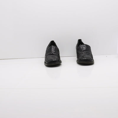 Ricci Mocassino Vintage Anni 70' Basse Nero Pitonata Eur 36 Donna