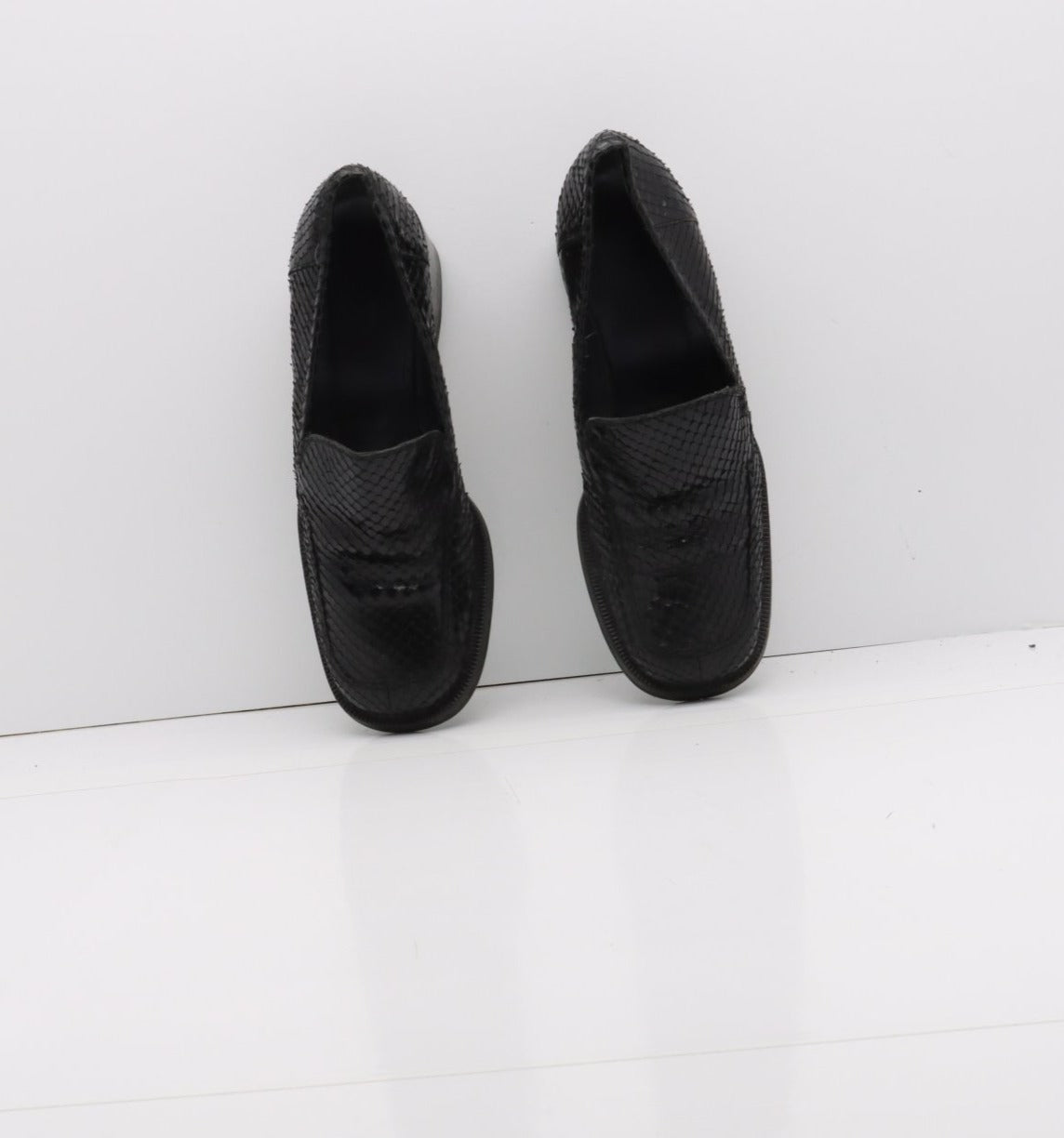 Ricci Mocassino Vintage Anni 70' Basse Nero Pitonata Eur 36 Donna