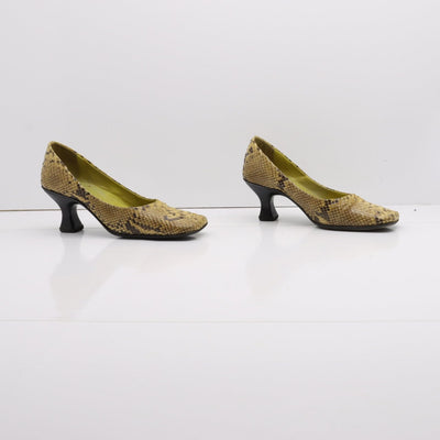 Bianco&Nero Decoltè Vintage Anni 70' Basse Beige Pitonata Eur 35 Donna